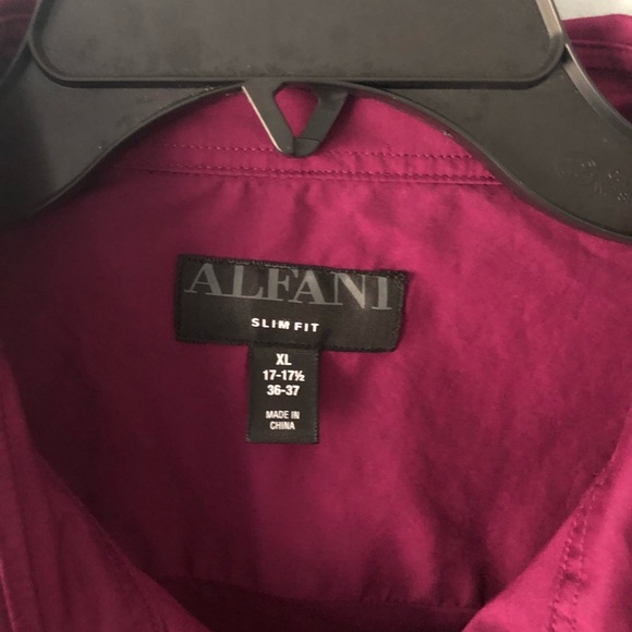 ALFANI SLIM FIT Button Up Shirt Berry Purple Mens X Large - Picture 6 of 6